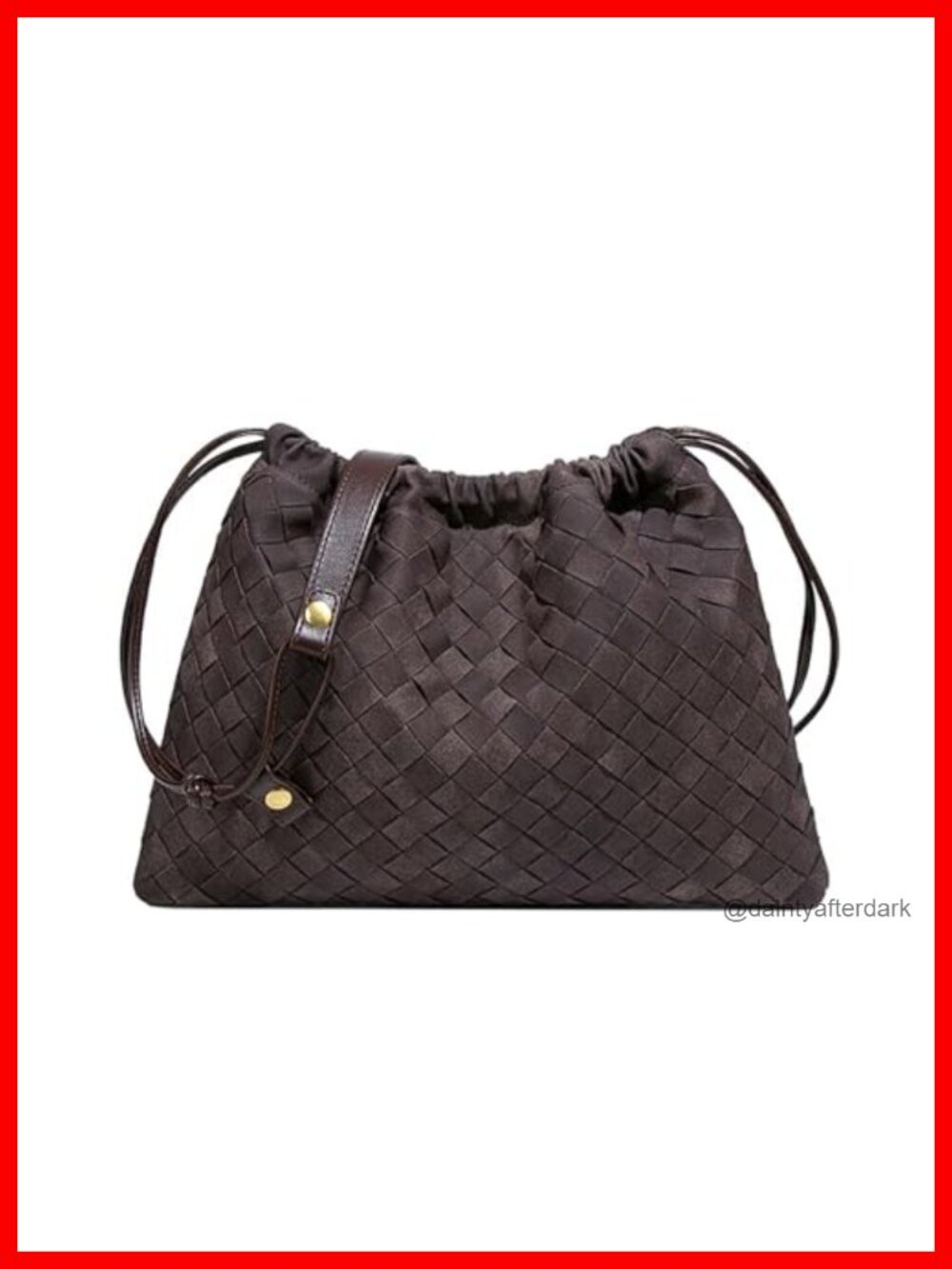 Faux Suede Woven Hobo Tote Bag Slouchy Drawstring Shoulder Crossbody Purse